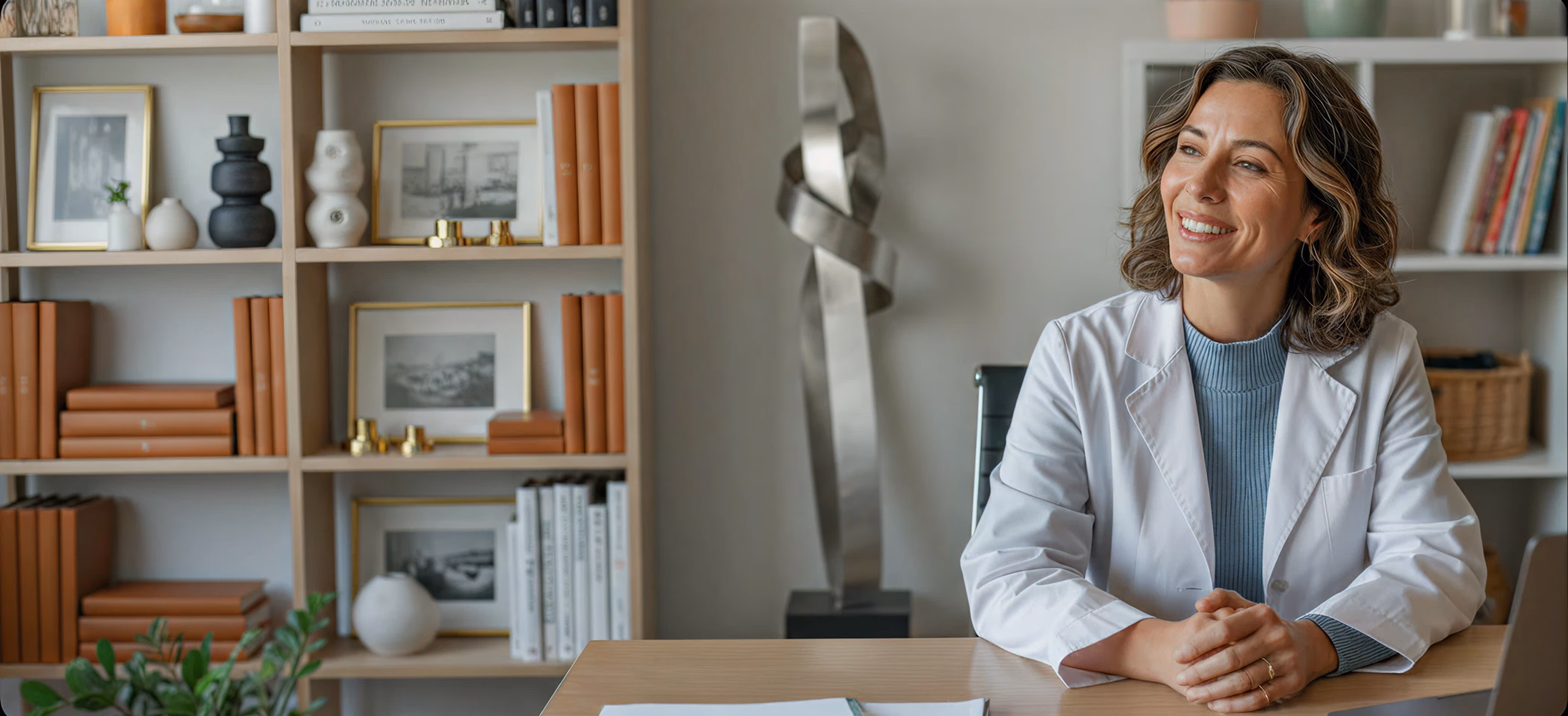Healthcare professional smiling in an office